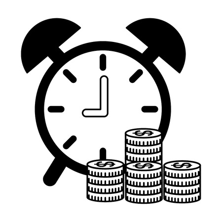 business money growth coins clock vector illustrationのイラスト素材