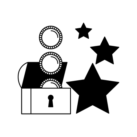 chest coins stars video game white background vector illustrationのイラスト素材