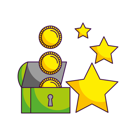 chest coins stars video game white background vector illustrationのイラスト素材