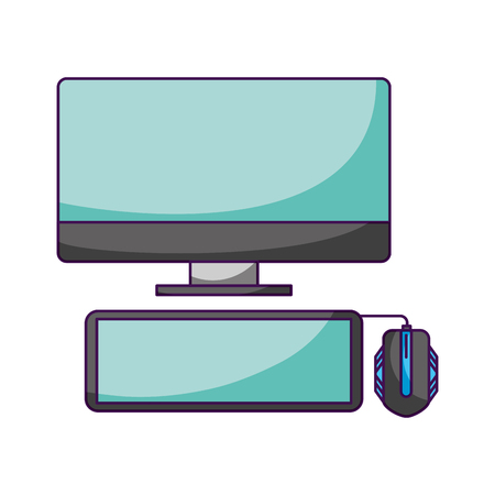 computer keyboard and mouse white background vector illustrationのイラスト素材