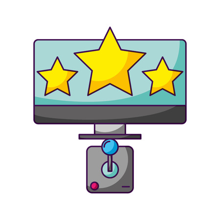 computer stars joystick video game white background vector illustrationのイラスト素材