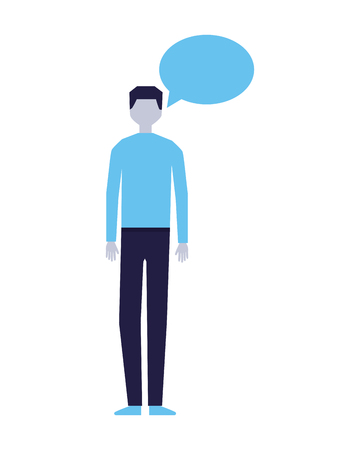 man speech bubble talk white background vector illustrationのイラスト素材