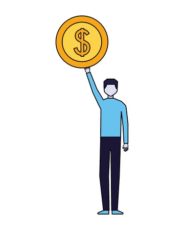 businessman holding dollar coin money vector illustrationのイラスト素材