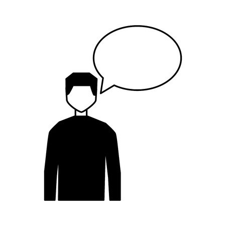 man speech bubble talk white background vector illustrationのイラスト素材