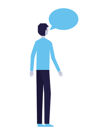 man speech bubble talk white background vector illustrationのイラスト素材