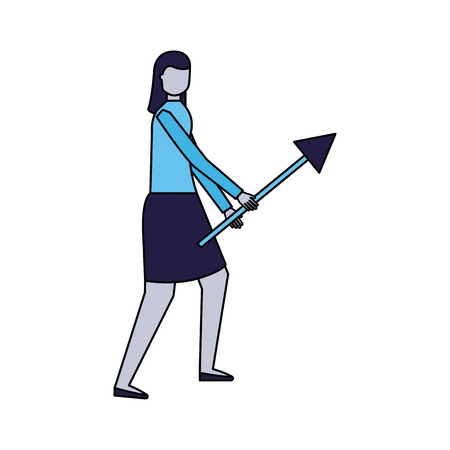 business woman holding arrow white background vector illustrationのイラスト素材