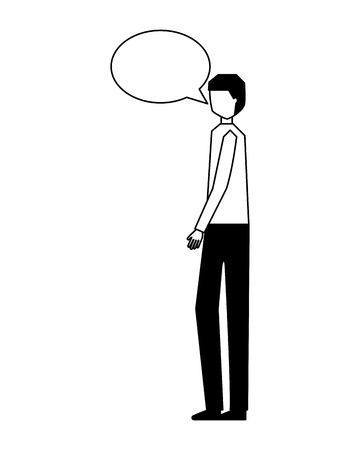 man speech bubble talk white background vector illustrationのイラスト素材