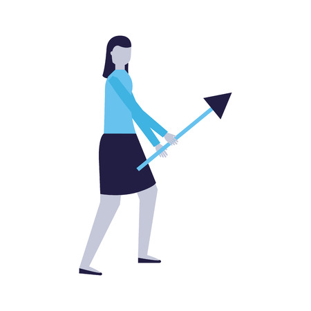 business woman holding arrow white background vector illustrationのイラスト素材