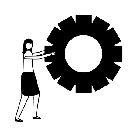 business woman holding gear work vector illustrationのイラスト素材