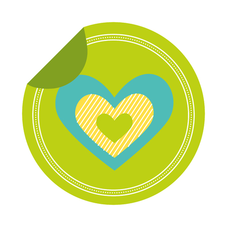 love heart sticker on white background vector illustrationのイラスト素材