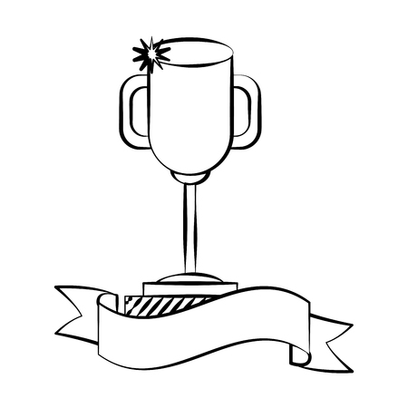 trophy back to school sketch ribbon vector illustrationのイラスト素材