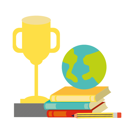 world books trophy pencil back to school vector illustrationのイラスト素材