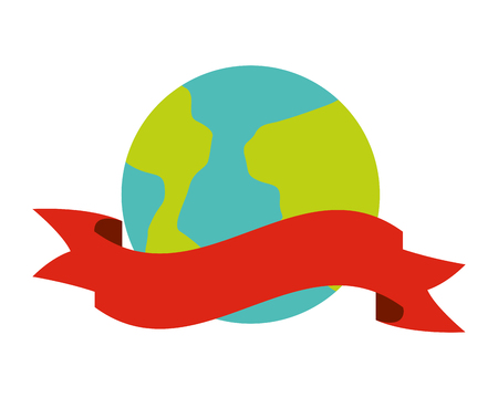 world ribbon on white background vector illustrationのイラスト素材