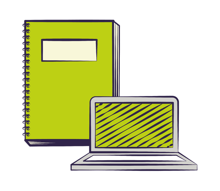 laptop computer and book back to school vector illustrationのイラスト素材