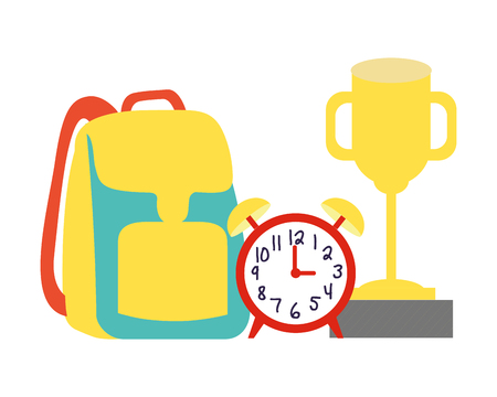 backpack clock trophy back to school vector illustrationのイラスト素材