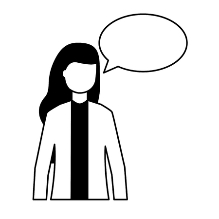 woman speech bubble talk white background vector illustrationのイラスト素材