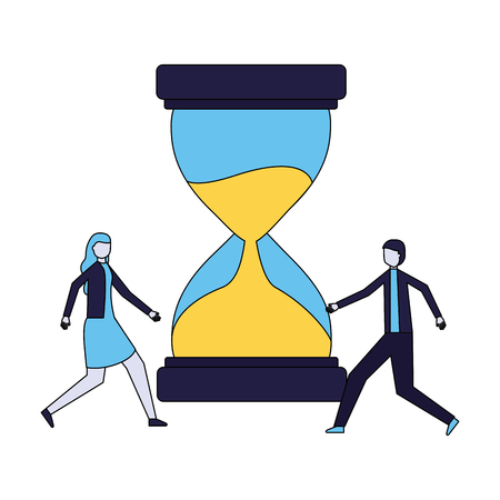 businessman and woman hourglass time vector illustrationのイラスト素材
