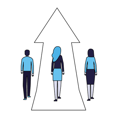 business women and man with growth arrow vector illustrationのイラスト素材