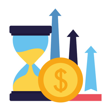 business hourglass arrows and coin money vector illustrationのイラスト素材