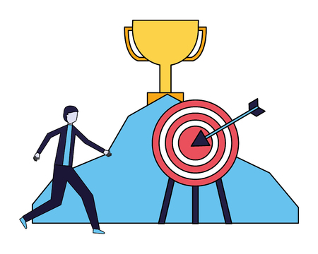 businessman trophy mountain and target vector illustrationのイラスト素材