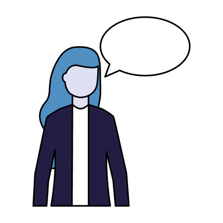 woman speech bubble talk white background vector illustrationのイラスト素材