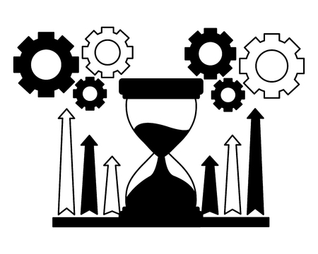 business hourglass chart arrows and gears vector illustrationのイラスト素材