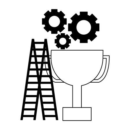 business trophy stairs and gears vector illustrationのイラスト素材