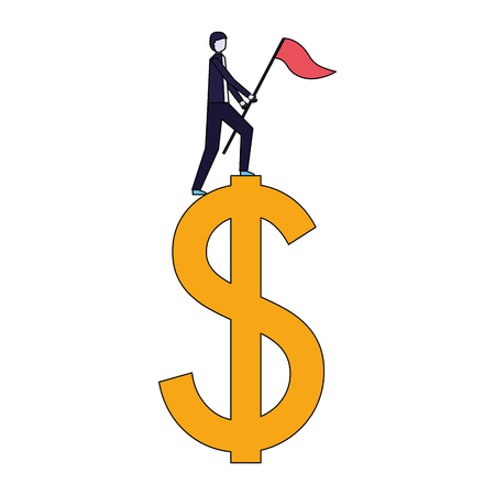 businessman with flag and dollar symbol vector illustrationのイラスト素材