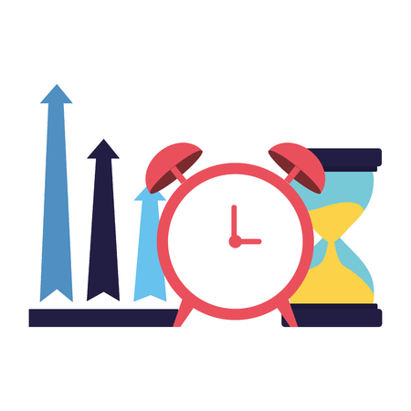 business alarm clock hourglass and arrows up vector illustrationのイラスト素材
