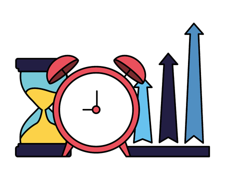 business alarm clock hourglass and arrows up vector illustrationのイラスト素材