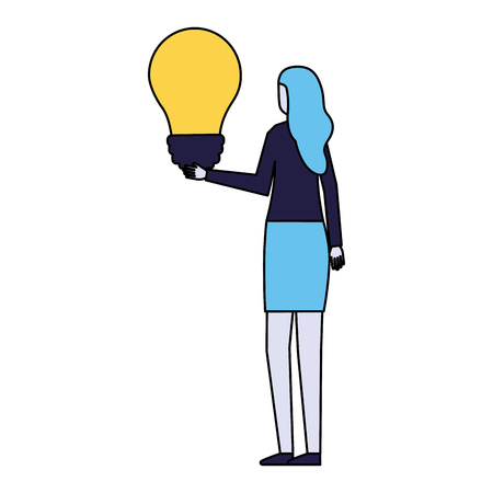 business woman holding bulb idea vector illustrationのイラスト素材