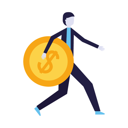 businessman holding coin dollar money vector illustrationのイラスト素材