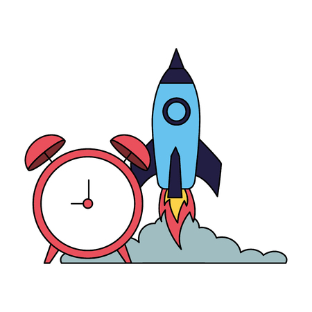 business launching rocket and alarm clock vector illustrationのイラスト素材