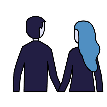 man and woman holding hands back view vector illustrationのイラスト素材