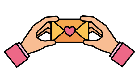hands holding message envelope valentine day vector illustrationのイラスト素材