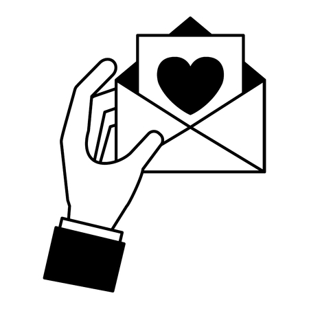 hand holding letter love valentine day vector illustration monochromeのイラスト素材