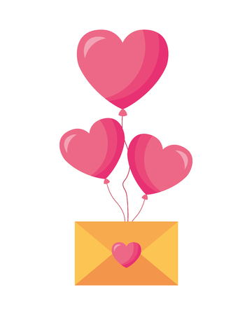 flying envelope message heart valentine day vector illustrationのイラスト素材