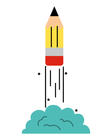 launching pencil rocket back to school vector illustrationのイラスト素材