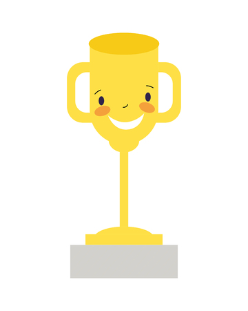 happy cartoon school trophy character vector illustrationのイラスト素材