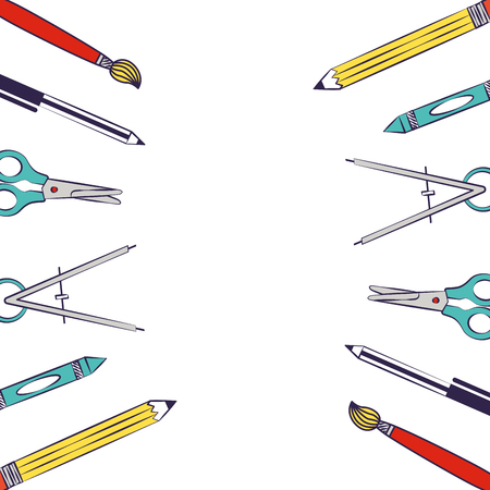 frame supplies elements back to school vector illustrationのイラスト素材