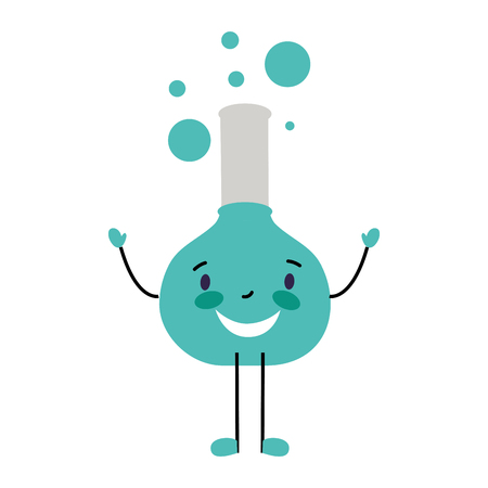 happy cartoon school test tube character vector illustrationのイラスト素材