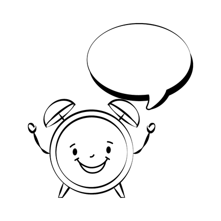 cartoon school alarm clock speech bubble vector illustration sketchのイラスト素材