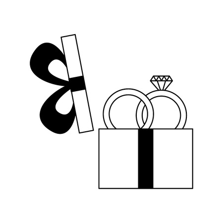 gift with wedding rings valentine day card vector illustrationのイラスト素材