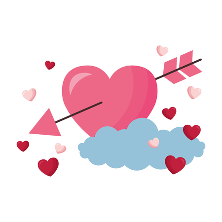 valentine day card heart arrow hearts cloud vector illustrationのイラスト素材