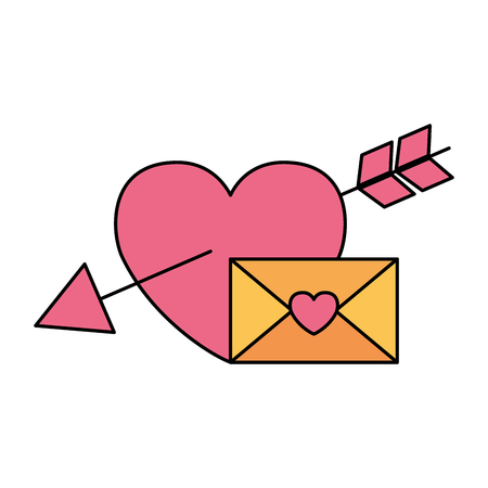 valentine day card envelope message and heart arrow vector illustrationのイラスト素材
