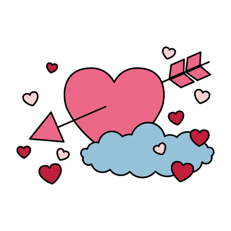 valentine day card heart arrow hearts cloud vector illustrationのイラスト素材