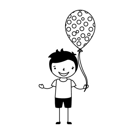 happy boy holding balloon celebration vector illustrationのイラスト素材