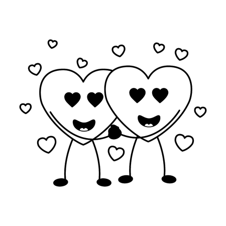 happy couple hearts valentine day vector illustrationのイラスト素材