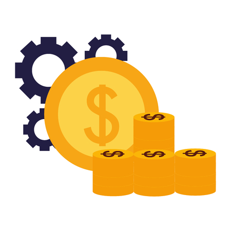 pile coins money gears business success vector illustrationのイラスト素材