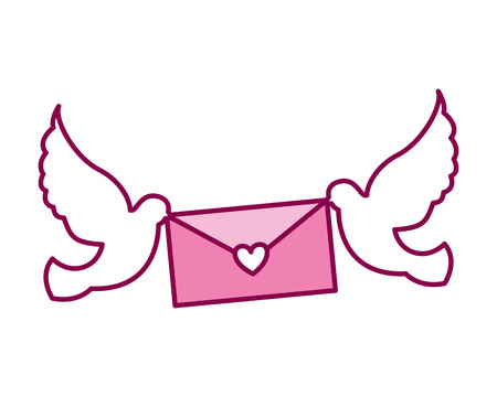 flying pigeons with message valentine day vector illustrationのイラスト素材